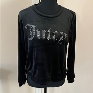 Juicy Couture Black Velour Embellished 3/4 Sleeve size S